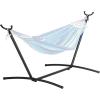 imageVEVOR Wooden Hammock Stand 475 lbs Capacity Universal 2 Person Hammock Frame Fits 913 ft Hammocks Larch Wood Arc Adjustable Stand for Hammock with Chain and Carabiner for Outdoor and IndoorPortable