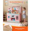 imageVEVOR Wooden Play Kitchen Toy Play Kitchen for Kids with Lights and Sounds Toddler Kitchen with Ice Maker Oven Sink Microwaves Fridge and Utensil and Fruit Accessory for Toddlers Ages 38 PinkPink