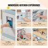 imageVEVOR Wooden Play Kitchen Toy Play Kitchen for Kids with Lights and Sounds Toddler Kitchen with Ice Maker Oven Sink Microwaves Fridge and Utensil and Fruit Accessory for Toddlers Ages 38 PinkWhite