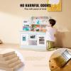 imageVEVOR Wooden Play Kitchen Toy Play Kitchen for Kids with Lights and Sounds Toddler Kitchen with Ice Maker Oven Sink Microwaves Fridge and Utensil and Fruit Accessory for Toddlers Ages 38 PinkWhite