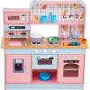 imageVEVOR Wooden Play Kitchen Toy Play Kitchen for Kids with Lights and Sounds Toddler Kitchen with Ice Maker Oven Sink Microwaves Fridge and Utensil and Fruit Accessory for Toddlers Ages 38 PinkPink