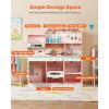 imageVEVOR Wooden Play Kitchen Toy Play Kitchen for Kids with Lights and Sounds Toddler Kitchen with Ice Maker Oven Sink Microwaves Fridge and Utensil and Fruit Accessory for Toddlers Ages 38 PinkPink