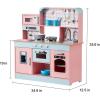 imageVEVOR Wooden Play Kitchen Toy Play Kitchen for Kids with Lights and Sounds Toddler Kitchen with Ice Maker Oven Sink Microwaves Fridge and Utensil and Fruit Accessory for Toddlers Ages 38 PinkPink