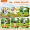 imageVEVOR Wooden Swing Set 10 in 1 Playground Sets for Backyards 2 Swings 6FT Slide Trapeze Bar Flat Step LadderLarge Upper Fort with Kitchen Toys Rock Wall Picnic Table Sandbox Scaling Ladder6 in 1