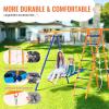 imageVEVOR Wooden Swing Set 10 in 1 Playground Sets for Backyards 2 Swings 6FT Slide Trapeze Bar Flat Step LadderLarge Upper Fort with Kitchen Toys Rock Wall Picnic Table Sandbox Scaling Ladder6 in 1