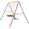 imageVEVOR Wooden Swing Set 10 in 1 Playground Sets for Backyards 2 Swings 6FT Slide Trapeze Bar Flat Step LadderLarge Upper Fort with Kitchen Toys Rock Wall Picnic Table Sandbox Scaling Ladder2Seat