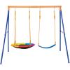 imageVEVOR Wooden Swing Set 10 in 1 Playground Sets for Backyards 2 Swings 6FT Slide Trapeze Bar Flat Step LadderLarge Upper Fort with Kitchen Toys Rock Wall Picnic Table Sandbox Scaling LadderSaucer  1 Belt