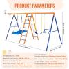 imageVEVOR Wooden Swing Set 10 in 1 Playground Sets for Backyards 2 Swings 6FT Slide Trapeze Bar Flat Step LadderLarge Upper Fort with Kitchen Toys Rock Wall Picnic Table Sandbox Scaling Ladder6 in 1