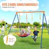 imageVEVOR Wooden Swing Set 10 in 1 Playground Sets for Backyards 2 Swings 6FT Slide Trapeze Bar Flat Step LadderLarge Upper Fort with Kitchen Toys Rock Wall Picnic Table Sandbox Scaling LadderSaucer  1 Belt