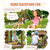 imageVEVOR Wooden Swing Set 10 in 1 Playground Sets for Backyards 2 Swings 6FT Slide Trapeze Bar Flat Step LadderLarge Upper Fort with Kitchen Toys Rock Wall Picnic Table Sandbox Scaling Ladder9 in 1