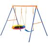 imageVEVOR Wooden Swing Set 10 in 1 Playground Sets for Backyards 2 Swings 6FT Slide Trapeze Bar Flat Step LadderLarge Upper Fort with Kitchen Toys Rock Wall Picnic Table Sandbox Scaling Ladder2Seat