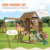 imageVEVOR Wooden Swing Set 10 in 1 Playground Sets for Backyards 2 Swings 6FT Slide Trapeze Bar Flat Step LadderLarge Upper Fort with Kitchen Toys Rock Wall Picnic Table Sandbox Scaling Ladder10 in 1