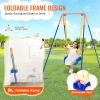 imageVEVOR Wooden Swing Set 10 in 1 Playground Sets for Backyards 2 Swings 6FT Slide Trapeze Bar Flat Step LadderLarge Upper Fort with Kitchen Toys Rock Wall Picnic Table Sandbox Scaling LadderPlastic Seat with 4 Sandbags