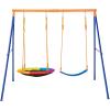 imageVEVOR Wooden Swing Set 10 in 1 Playground Sets for Backyards 2 Swings 6FT Slide Trapeze Bar Flat Step LadderLarge Upper Fort with Kitchen Toys Rock Wall Picnic Table Sandbox Scaling Ladder2Seat