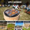 imageVEVOR XMarks Fire Pit Grill Grate Round Cooking Grate Heavy Duty Steel Campfire BBQ Grill Grid with Handle and Support X Wire Portable Camping Cookware for Outside Party ampamp Gathering 36 Inch Black36 inch
