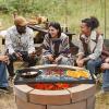 imageVEVOR XMarks Fire Pit Grill Grate Round Cooking Grate Heavy Duty Steel Campfire BBQ Grill Grid with Handle and Support X Wire Portable Camping Cookware for Outside Party ampamp Gathering 36 Inch Black3215inchRectangle