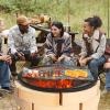 imageVEVOR XMarks Fire Pit Grill Grate Round Cooking Grate Heavy Duty Steel Campfire BBQ Grill Grid with Handle and Support X Wire Portable Camping Cookware for Outside Party ampamp Gathering 36 Inch Black30 x 30 x 1 inch