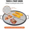 imageVEVOR XMarks Fire Pit Grill Grate Round Cooking Grate Heavy Duty Steel Campfire BBQ Grill Grid with Handle and Support X Wire Portable Camping Cookware for Outside Party ampamp Gathering 36 Inch Black30 x 30 x 1 inch