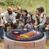 imageVEVOR XMarks Fire Pit Grill Grate Round Cooking Grate Heavy Duty Steel Campfire BBQ Grill Grid with Handle and Support X Wire Portable Camping Cookware for Outside Party ampamp Gathering 36 Inch Black36 inch