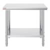 imageVevor Stainless Steel 900x600x800 mm Commercial Kitchen Prep ampamp Heavy Duty Metal Work Table with Adjustable Feet for Restaurant Home and Hotel  Industrial ampamp Scientific243632In