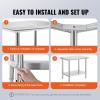 imageVevor Stainless Steel 900x600x800 mm Commercial Kitchen Prep ampamp Heavy Duty Metal Work Table with Adjustable Feet for Restaurant Home and Hotel  Industrial ampamp Scientific243632In