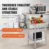 imageVevor Stainless Steel 900x600x800 mm Commercial Kitchen Prep ampamp Heavy Duty Metal Work Table with Adjustable Feet for Restaurant Home and Hotel  Industrial ampamp Scientific242432In
