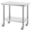 imageVevor Stainless Steel 900x600x800 mm Commercial Kitchen Prep ampamp Heavy Duty Metal Work Table with Adjustable Feet for Restaurant Home and Hotel  Industrial ampamp Scientific24 x 36 x 32 Inch