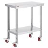 imageVevor Stainless Steel 900x600x800 mm Commercial Kitchen Prep ampamp Heavy Duty Metal Work Table with Adjustable Feet for Restaurant Home and Hotel  Industrial ampamp Scientific301834In