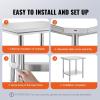 imageVevor Stainless Steel 900x600x800 mm Commercial Kitchen Prep ampamp Heavy Duty Metal Work Table with Adjustable Feet for Restaurant Home and Hotel  Industrial ampamp Scientific243032In