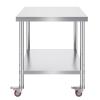imageVevor Stainless Steel 900x600x800 mm Commercial Kitchen Prep ampamp Heavy Duty Metal Work Table with Adjustable Feet for Restaurant Home and Hotel  Industrial ampamp Scientific363034In