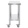 imageVevor Stainless Steel 900x600x800 mm Commercial Kitchen Prep ampamp Heavy Duty Metal Work Table with Adjustable Feet for Restaurant Home and Hotel  Industrial ampamp Scientific301834In