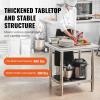imageVevor Stainless Steel 900x600x800 mm Commercial Kitchen Prep ampamp Heavy Duty Metal Work Table with Adjustable Feet for Restaurant Home and Hotel  Industrial ampamp Scientific243032In