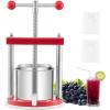 imageVEVOR 044 Gal165L Fruit Wine Press 2 Stainless Steel Barrels Manual Juice Maker Cider Apple Grape Tincture Honey Olive Oil Making Press with THandle for Outdoor Kitchen Home044 Gallon