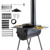 imageVEVOR 118quot Camping Wood Stove Portable Alloy Steel Tent Stove with 3000in Firebox Outdoor Heating ampamp Cooking Stove with Chimney Pipes ampamp Gloves Includes 8 Pipes for Efficient Heating