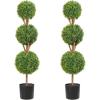 imageVEVOR 2 Pcs 20 Artificial Plant Topiary Ball Faux Boxwood Balls with 2 LED Light String AllYear Green Faux Plant Decorative Balls for Backyard BalconyGarden Wedding and Home Dcor2ft 5in