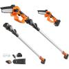 imageVEVOR 2in1 Cordless Pole Saw ampamp Mini Chainsaw 20V 2Ah Battery Pole Chainsaw 5quot Cutting Capacity 8 ft Reach Pole Saw for Branch Cutting ampamp Tree Trimming Battery and Blade Cover Included20V 2Ah renewed