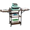 imageVEVOR 3 Tier Movable Heat Press Table Foldable Heat Transfer Machine Stand with Vinyl Roll Holder Heavy Duty Rolling Metal Workbench for DIY Sublimation Transfer Machine and Printer3 Tier  Brown With Charge Station
