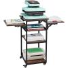 imageVEVOR 3 Tier Movable Heat Press Table Foldable Heat Transfer Machine Stand with Vinyl Roll Holder Heavy Duty Rolling Metal Workbench for DIY Sublimation Transfer Machine and Printer4 Tier  Brown With Charge Station
