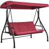 imageVEVOR 3Seat Patio Swing Chair Outdoor Patio Swing with Adjustable Canopy Porch Swing with Armrests Teslin Fabric and Alloy Steel Frame for Balcony Backyard Patio Garden Poolside BrownBurgundy