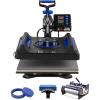 imageVEVOR 5 in 1 Heat Press Machine Heat Transfer Machine with 30 oz Tumbler Press 15 x 15 inch 360 Swing Away TShirt Pressing Fast Even Heating for TShirtsMugsPlatesHats BlackBlue5 in 1 Blue15x1530OZ