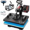 imageVEVOR 5 in 1 Heat Press Machine Heat Transfer Machine with 30 oz Tumbler Press 15 x 15 inch 360 Swing Away TShirt Pressing Fast Even Heating for TShirtsMugsPlatesHats BlackBlue5in112x15Black