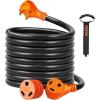 imageVEVOR 50 Amp RV Extension Cord 15 ft Heavy Duty STW 6381 AWG RV Power Cord NEMA 1450R Female NEMA 1450P Male Plug for RVs Generators Campers ETL Listed30A