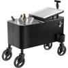 imageVEVOR 80 Quart Rolling Ice Chest Cart with 2Stage Telescopic Pull Handle and 2 Swivel Casters Portable Table Beach Patio Party Bar Cold Drink Beverage Outdoor Park Cart on Wheels Black