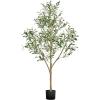 imageVEVOR Artificial Olive Tree 5 FT Tall Faux Plant Secure PE Material ampamp AntiTip Tilt Protection LowMaintenance Plant Lifelike Green Fake Potted Tree for Home Office Warehouse Decor Indoor OutdoorMultibranched Type