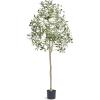 imageVEVOR Artificial Olive Tree 5 FT Tall Faux Plant Secure PE Material ampamp AntiTip Tilt Protection LowMaintenance Plant Lifelike Green Fake Potted Tree for Home Office Warehouse Decor Indoor OutdoorSlender Type