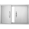 imageVEVOR BBQ Access Door 24W x 24H Inch Double Outdoor Kitchen Stainless Steel Flush Mount Door Double Wall Vertical with Handles and Hooks for BBQ Island Grilling Station Outside Cabinet28W x 19H