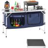imageVEVOR Camping Kitchen Station 3 Adjustable Height Folding Outdoor Camp Cooking Table with Storage Organizer Quick Setup for Patio BBQ Picnic Glamping TravelingBlackblue