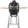 imageVEVOR Charcoal Smoker and Grill 18quot Kamado Charcoal BBQ Smoker Movable Ceramic Barbecue Grill with 4 Wheels 2 Lockable Builtin Thermometer Air Vents ampamp Side Shelf for Outdoor Patio Yard Cooking