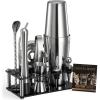 imageVEVOR Cocktail Shaker Set 13Piece Stainless Steel Bar Tools with Bamboo Stand Boston Bartender Kit  Mixer Spoon Muddler Jigger Strainer Liquor Pourers Ice Scoop Lemon Zester GunmetalBlacksilver