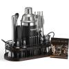 imageVEVOR Cocktail Shaker Set 18Piece Stainless Steel Bar Tools with Bamboo Stand Martini Bartender Kit Accessories  Mixer Spoon Muddler Jigger Strainer Liquor Pourers Ice Tong Corkscrew Silver23Piece
